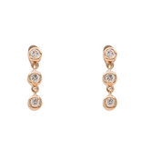 14K Yellow Gold Three Diamond Bezel Earrings